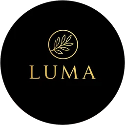 Luma — a gold olive sprig in a circle on a black medallion